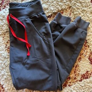 Figs  Charcoal Joggers with Red Drawstring